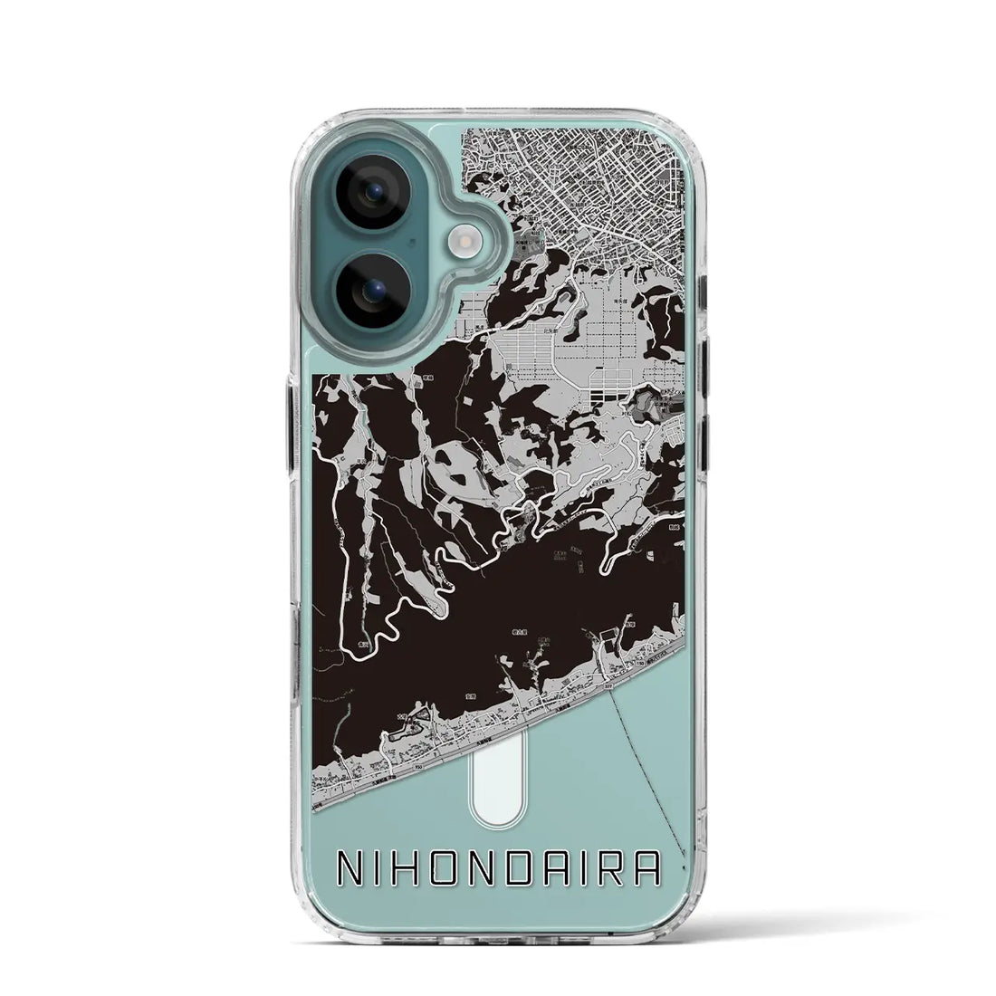 【日本平（静岡県）】地図柄iPhoneケース（MagSafeタイプ）モノトーン・iPhone 16 Pro 用