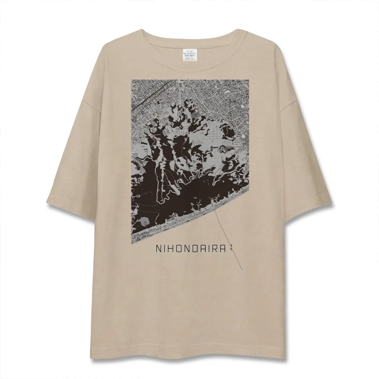【日本平（静岡県）】地図柄ビッグシルエットTシャツ