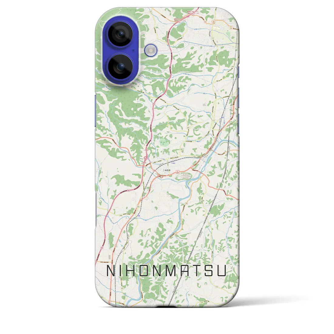 【二本松(福島県)】地図柄iPhoneケース(バックカバータイプ)ナチュラル・iPhone 16 Pro Max 用