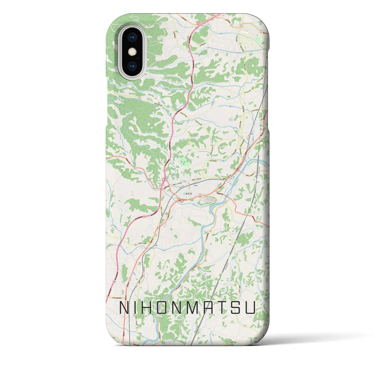 【二本松（福島県）】地図柄iPhoneケース（バックカバータイプ）