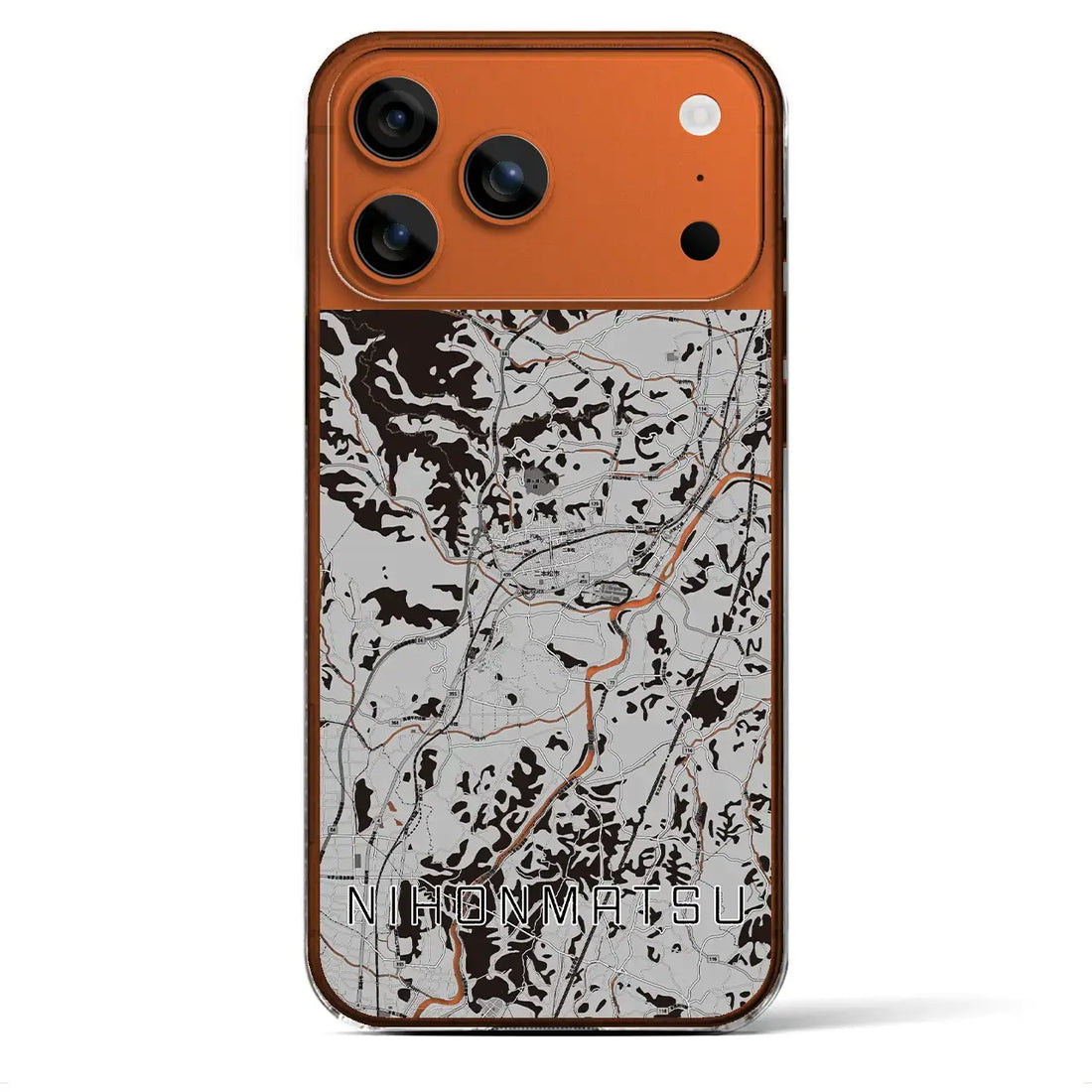 【二本松(福島県)】地図柄iPhoneケース(クリアタイプ)モノトーン・iPhone 17 Pro Max 用
