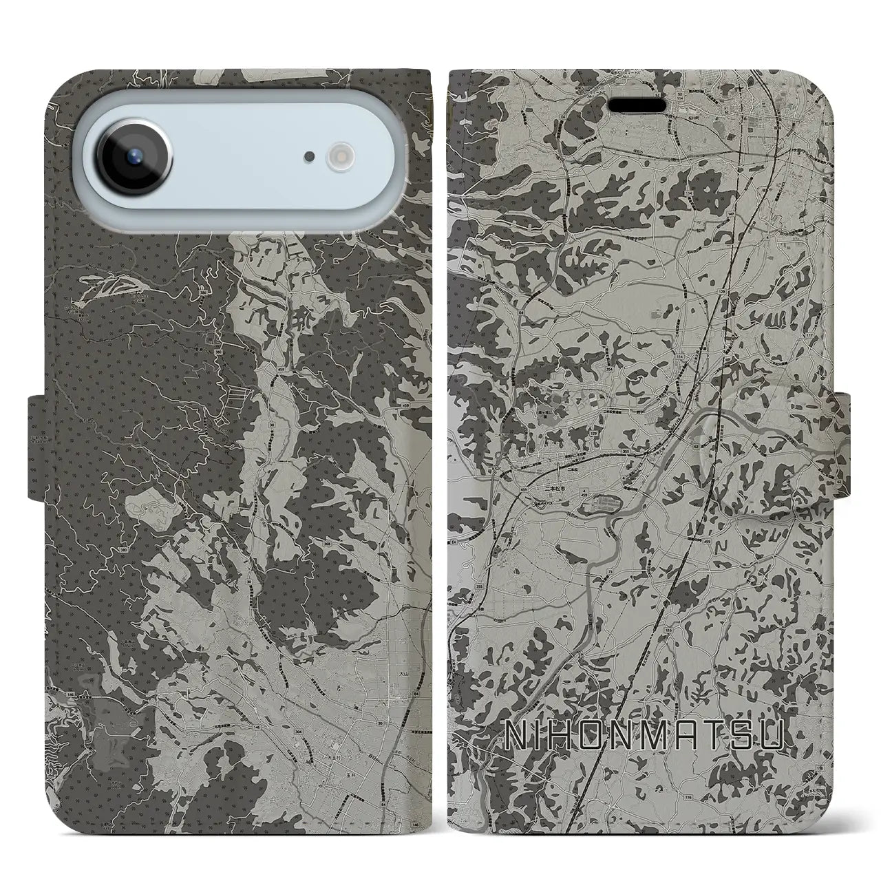 【二本松（福島県）】地図柄iPhoneケース（手帳タイプ）