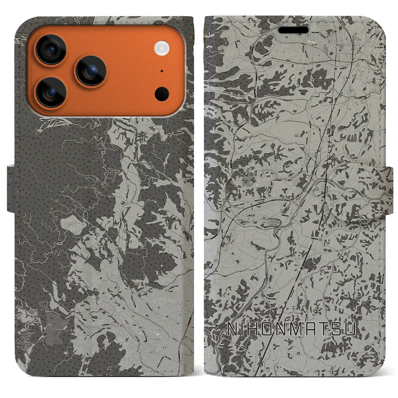 【二本松（福島県）】地図柄iPhoneケース（手帳タイプ）