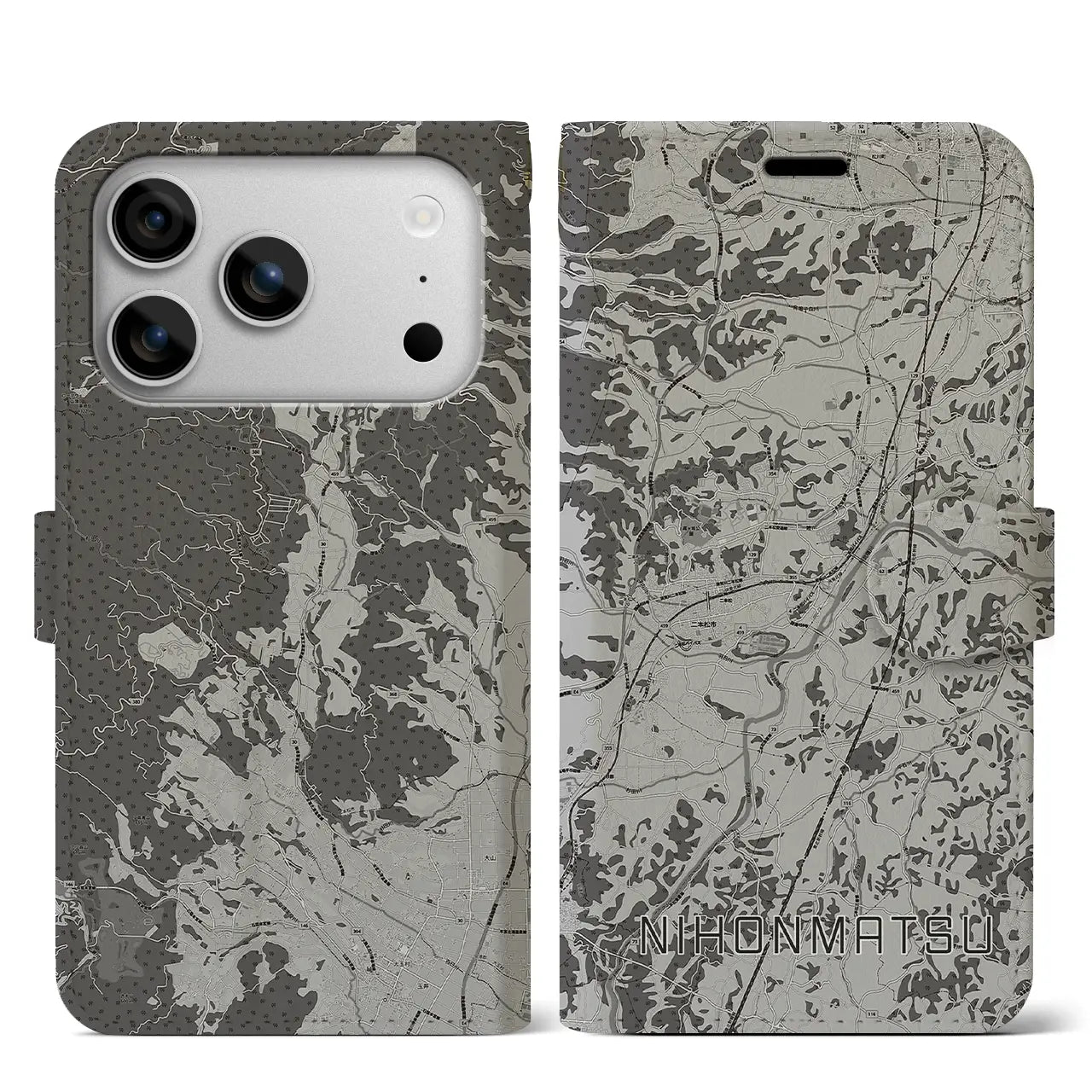 【二本松（福島県）】地図柄iPhoneケース（手帳タイプ）