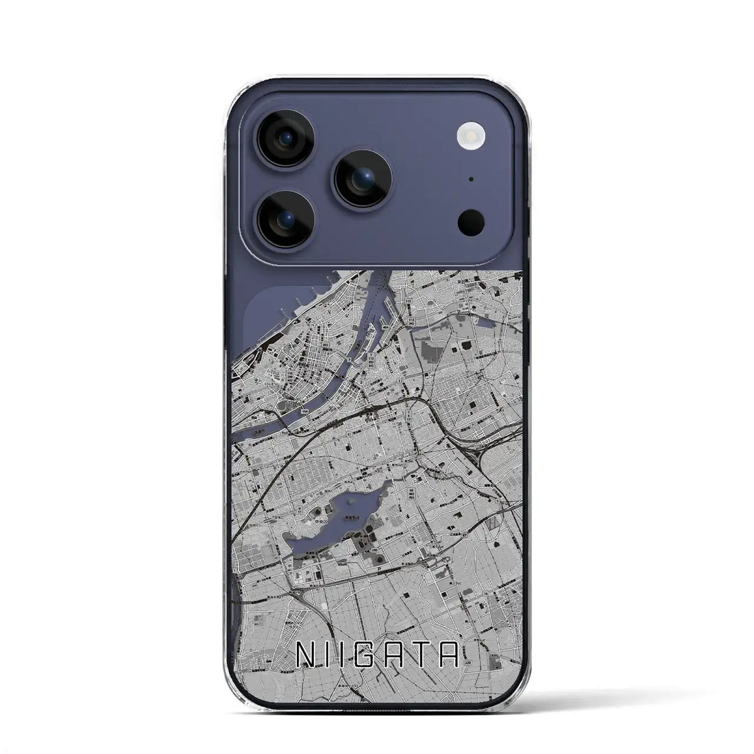 【新潟(新潟県)】地図柄iPhoneケース(クリアタイプ)モノトーン・iPhone 17 Pro Max 用