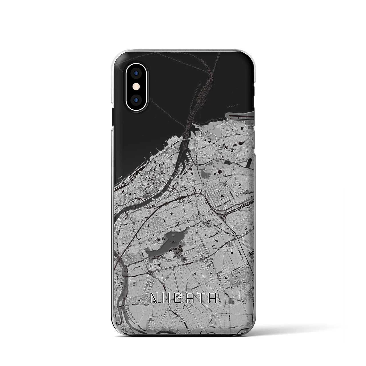 【新潟（新潟県）】地図柄iPhoneケース（クリアタイプ）モノトーン・iPhone XS / X 用