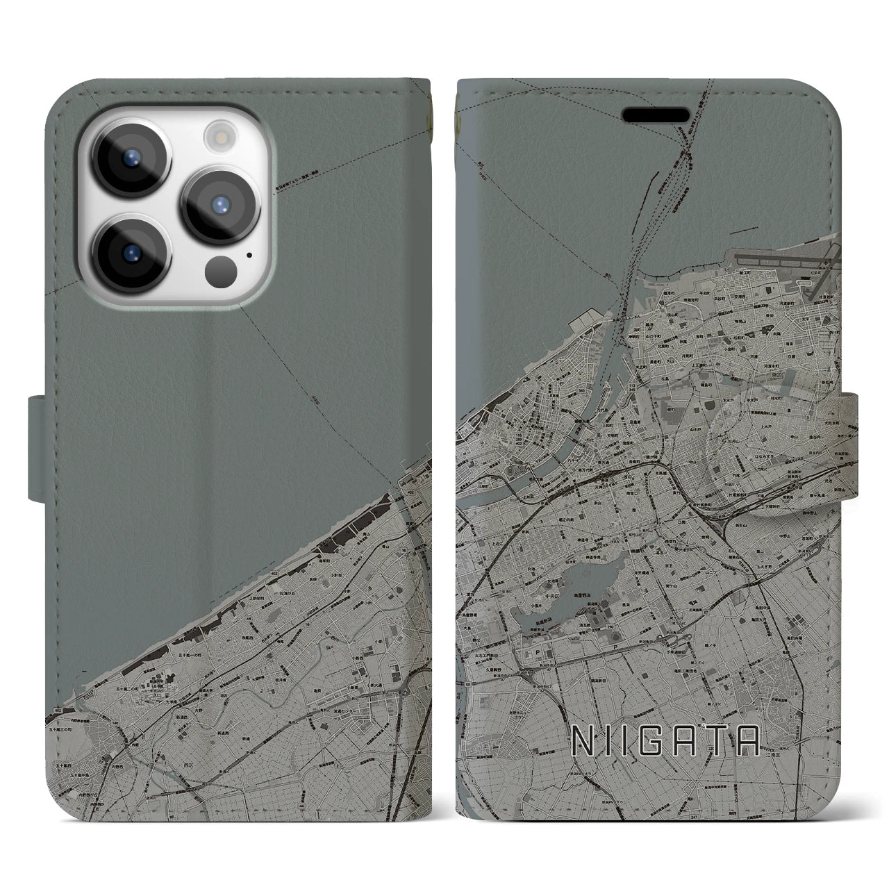 【新潟（新潟県）】地図柄iPhoneケース（手帳タイプ）