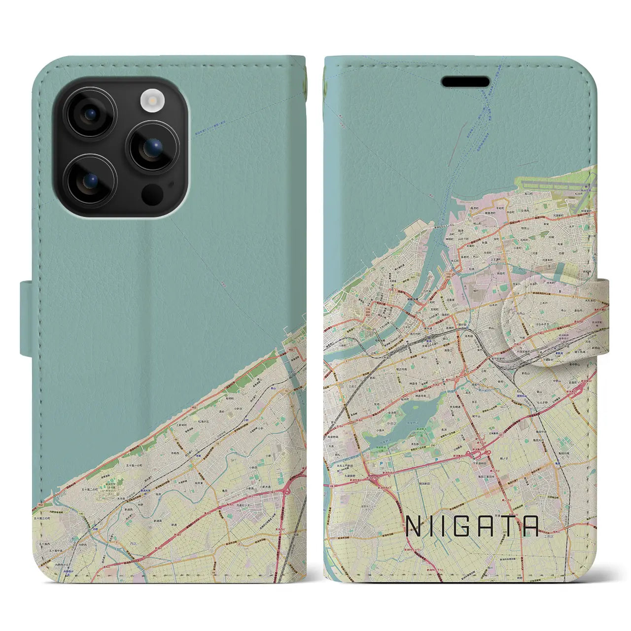 【新潟（新潟県）】地図柄iPhoneケース（手帳タイプ）ナチュラル・iPhone 16 用