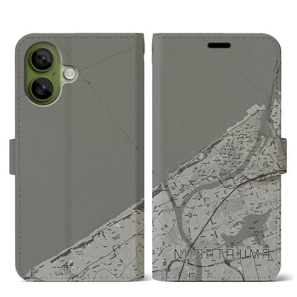 【新潟島（新潟県）】地図柄iPhoneケース（手帳タイプ）