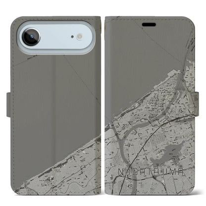 【新潟島（新潟県）】地図柄iPhoneケース（手帳タイプ）