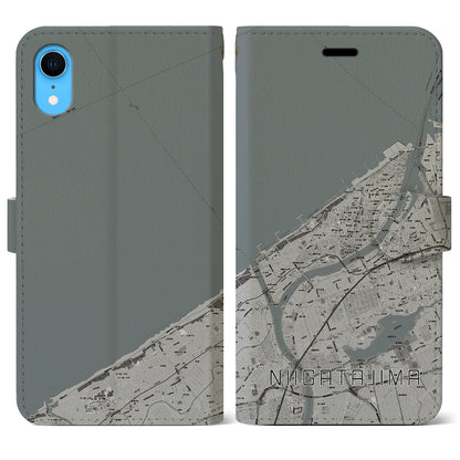 【新潟島（新潟県）】地図柄iPhoneケース（手帳タイプ）モノトーン・iPhone XR 用