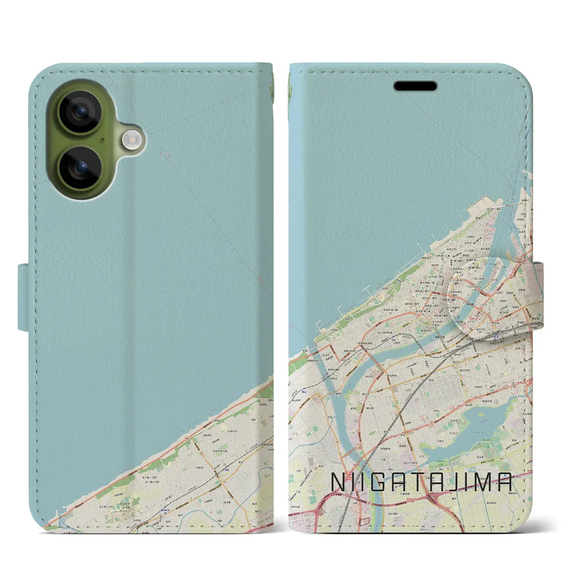 【新潟島（新潟県）】地図柄iPhoneケース（手帳タイプ）ナチュラル・iPhone 17 Pro Max 用
