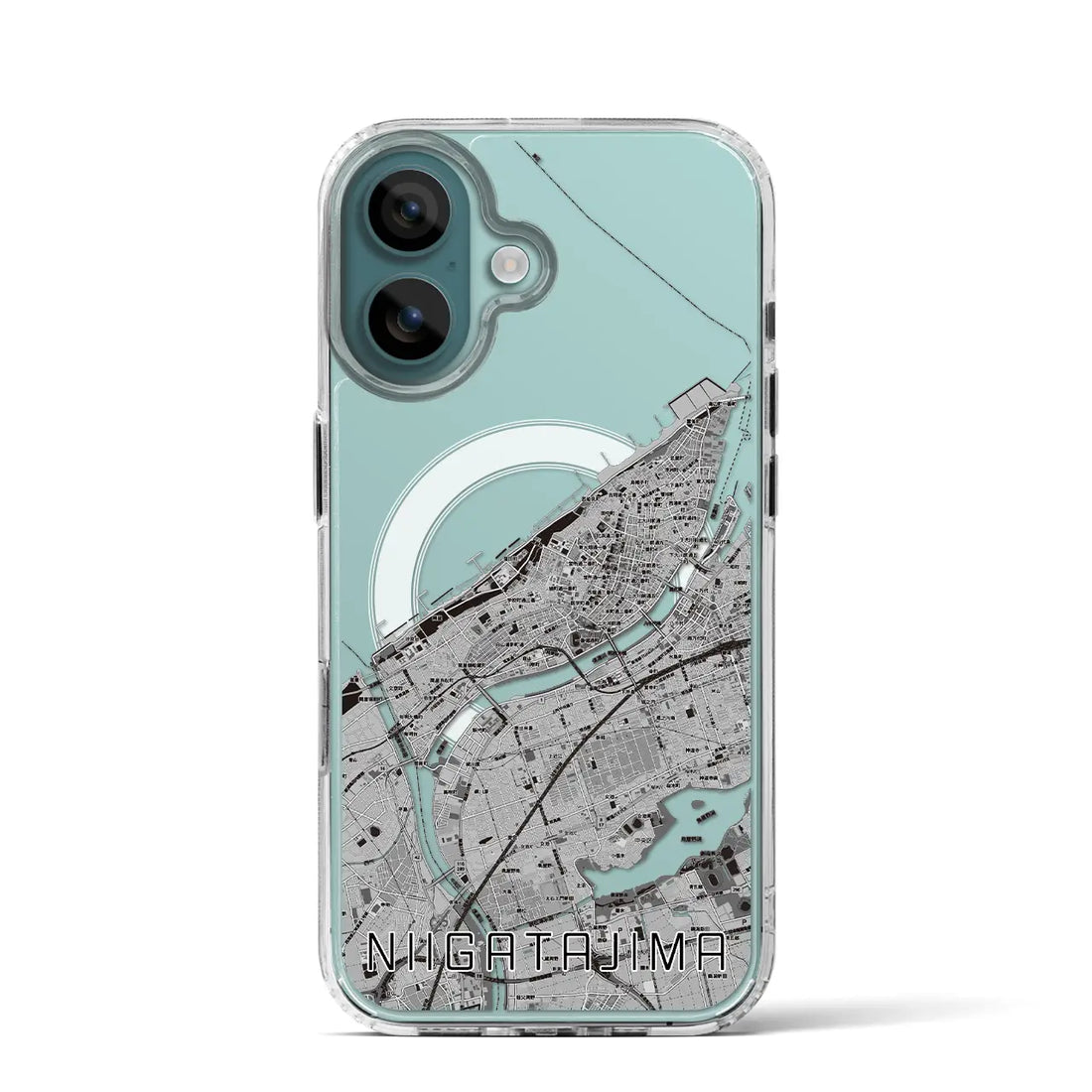 【新潟島（新潟県）】地図柄iPhoneケース（MagSafeタイプ）モノトーン・iPhone 16 Pro 用