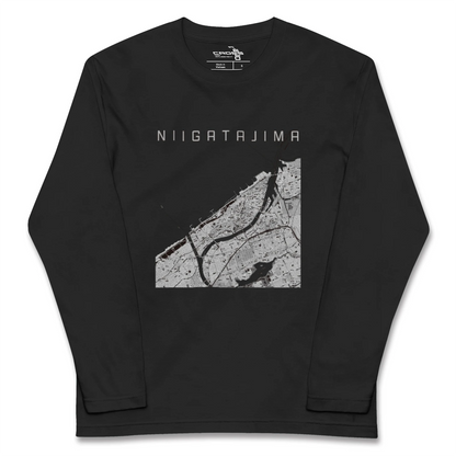 【新潟島（新潟県）】地図柄ロングスリーブTシャツ