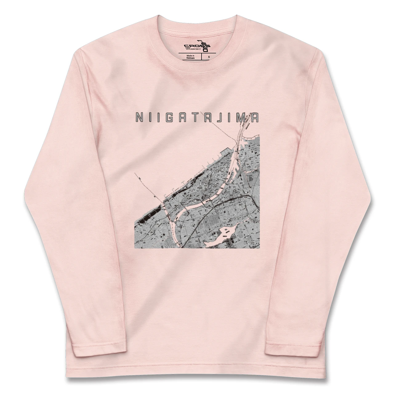 【新潟島（新潟県）】地図柄ロングスリーブTシャツ