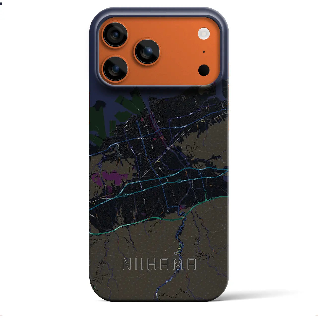 【新居浜（愛媛県）】地図柄iPhoneケース（バックカバータイプ）