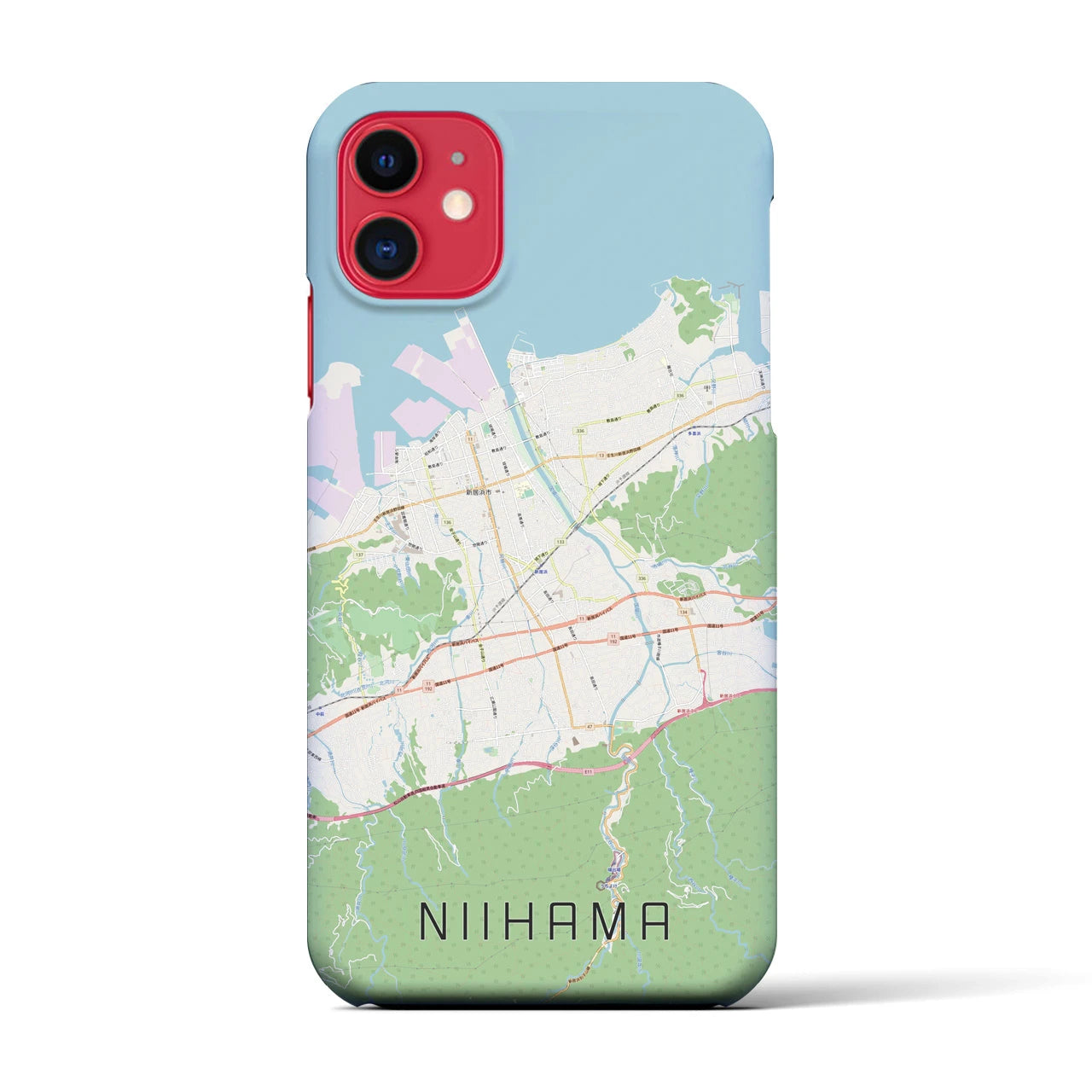 【新居浜（愛媛県）】地図柄iPhoneケース（バックカバータイプ）