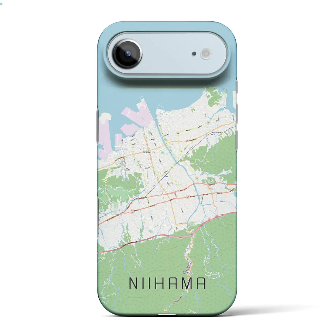【新居浜（愛媛県）】地図柄iPhoneケース（バックカバータイプ）ブラック・iPhone 17 Pro Max 用