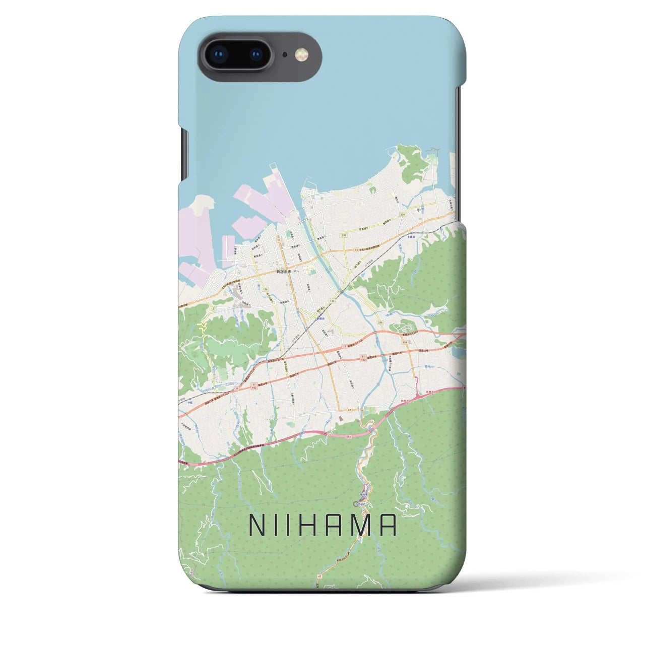 【新居浜（愛媛県）】地図柄iPhoneケース（バックカバータイプ）