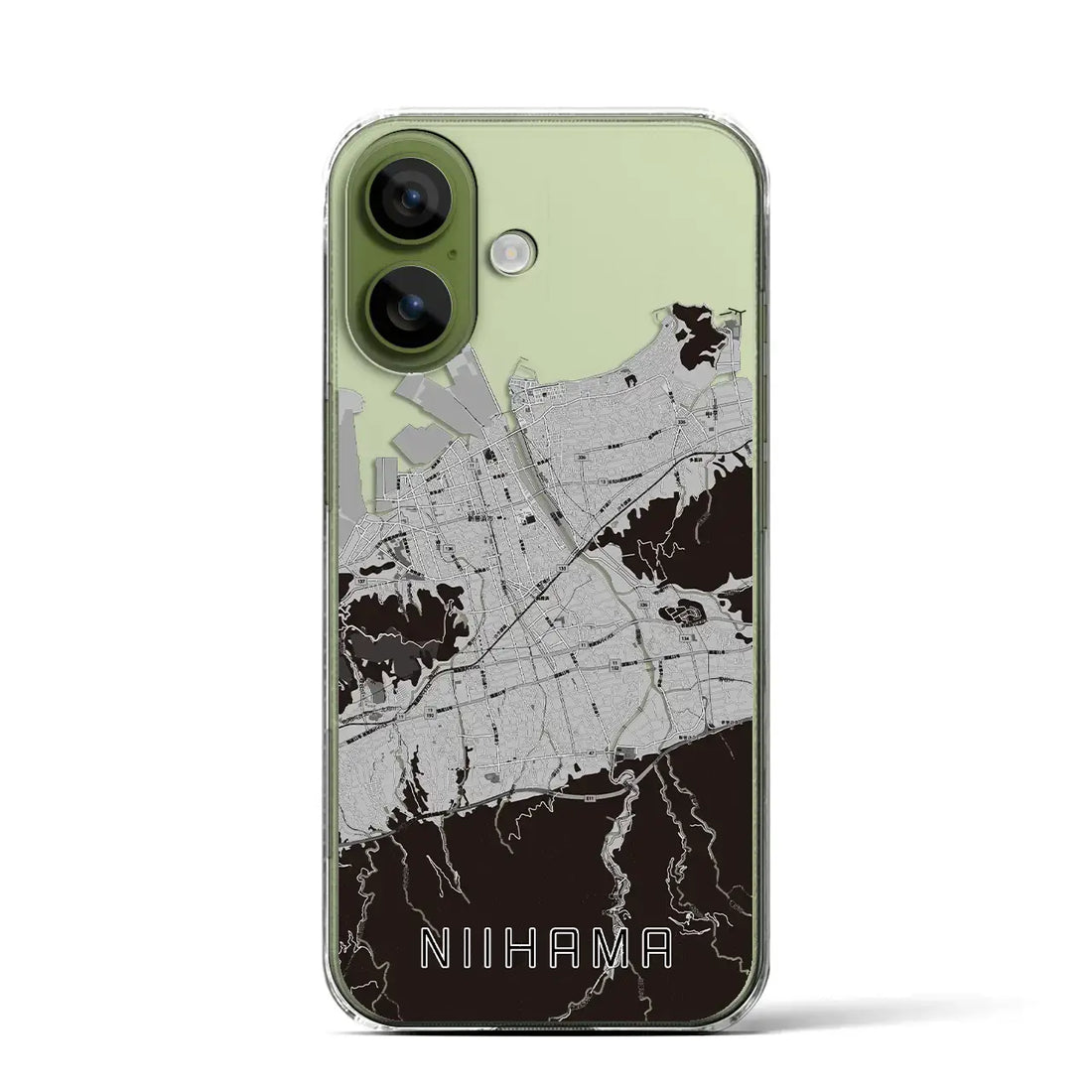 【新居浜（愛媛県）】地図柄iPhoneケース（クリアタイプ）モノトーン・iPhone 17 Pro Max 用