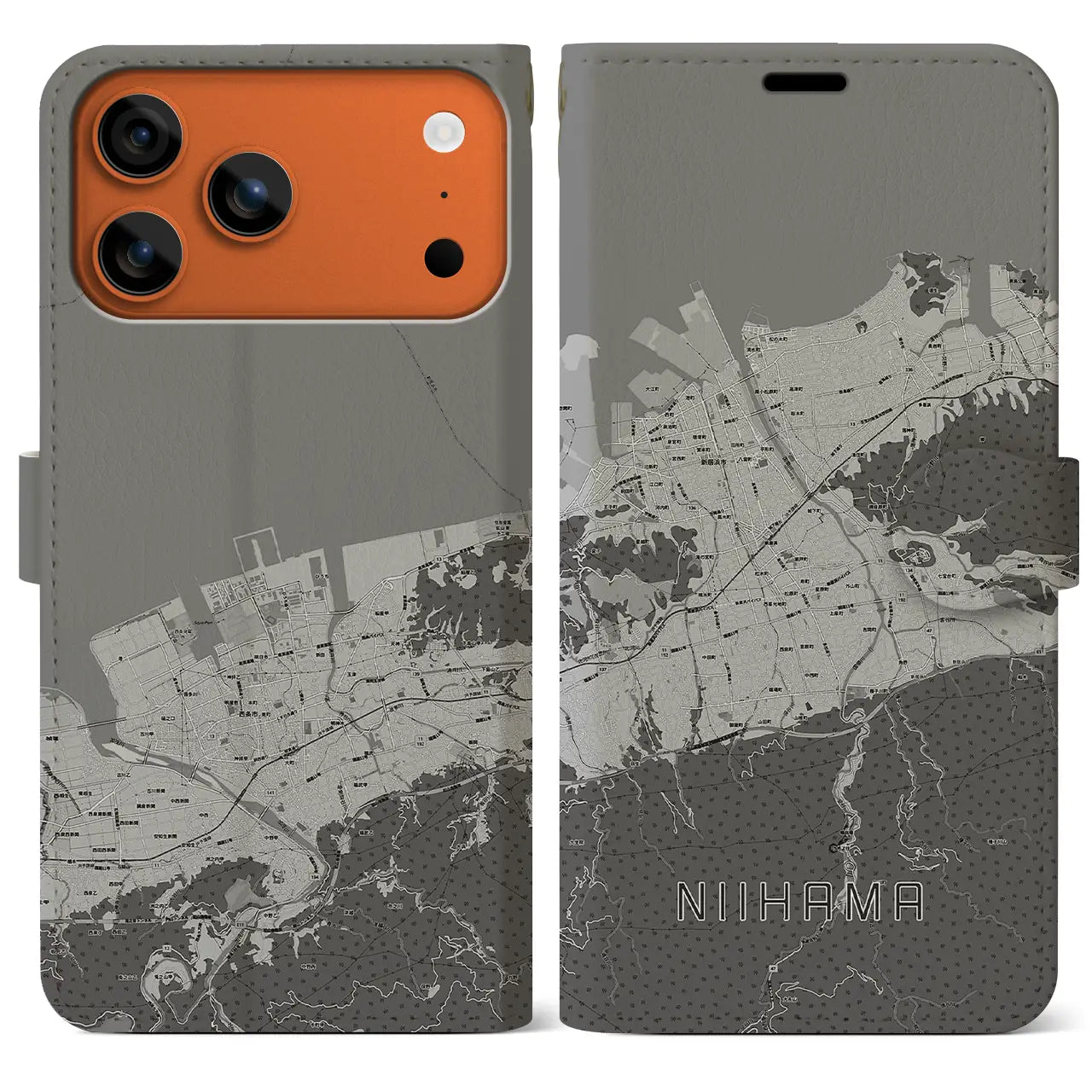 【新居浜（愛媛県）】地図柄iPhoneケース（手帳タイプ）