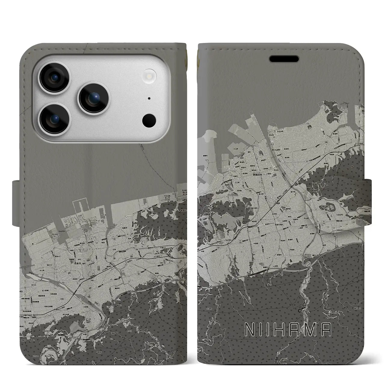 【新居浜（愛媛県）】地図柄iPhoneケース（手帳タイプ）