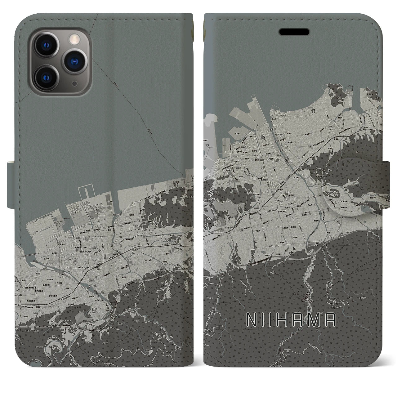 【新居浜（愛媛県）】地図柄iPhoneケース（手帳タイプ）