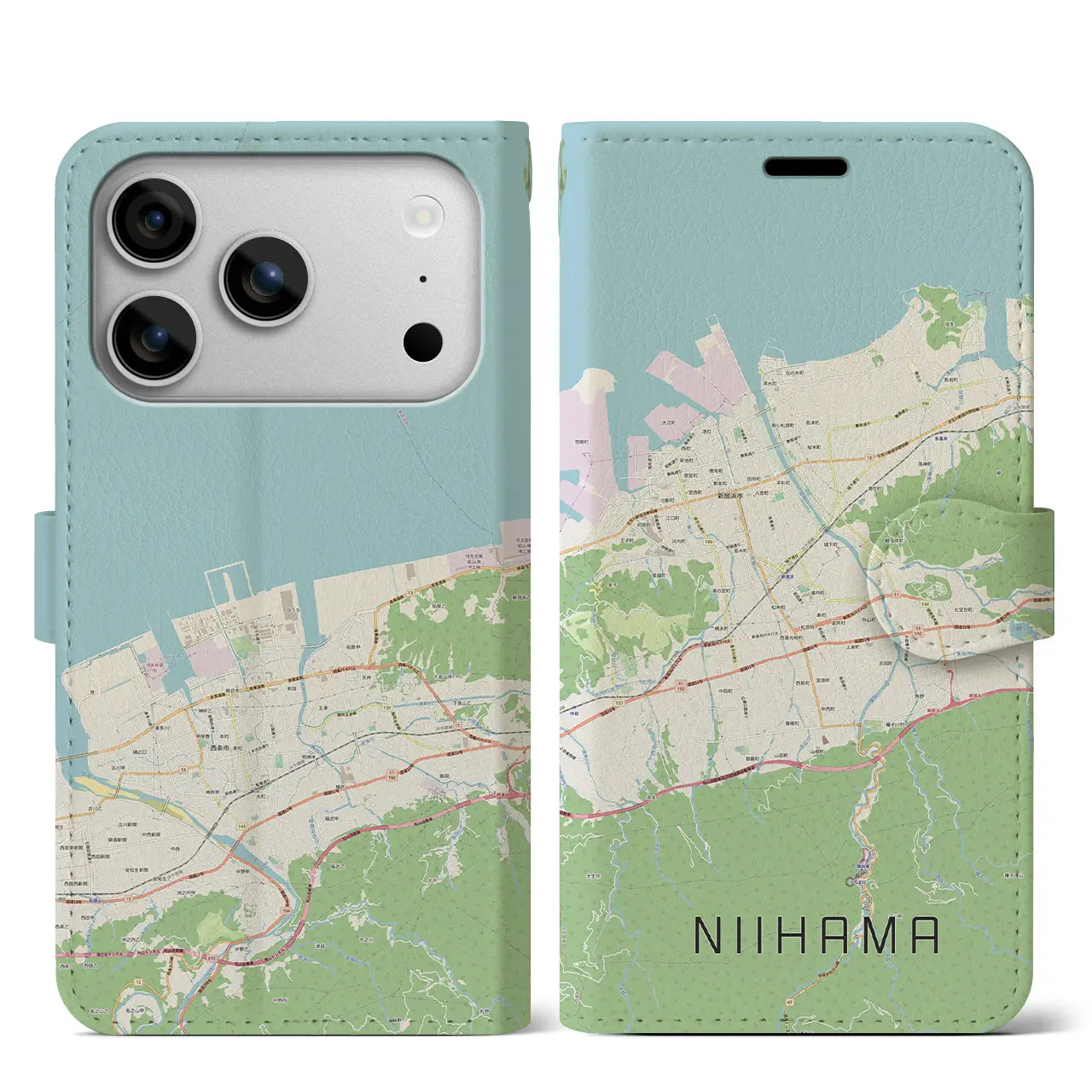 【新居浜（愛媛県）】地図柄iPhoneケース（手帳タイプ）