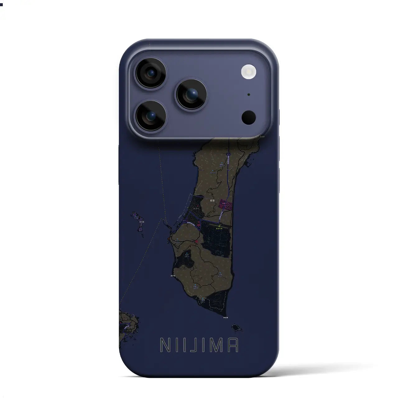 【新島（東京都）】地図柄iPhoneケース（バックカバータイプ）