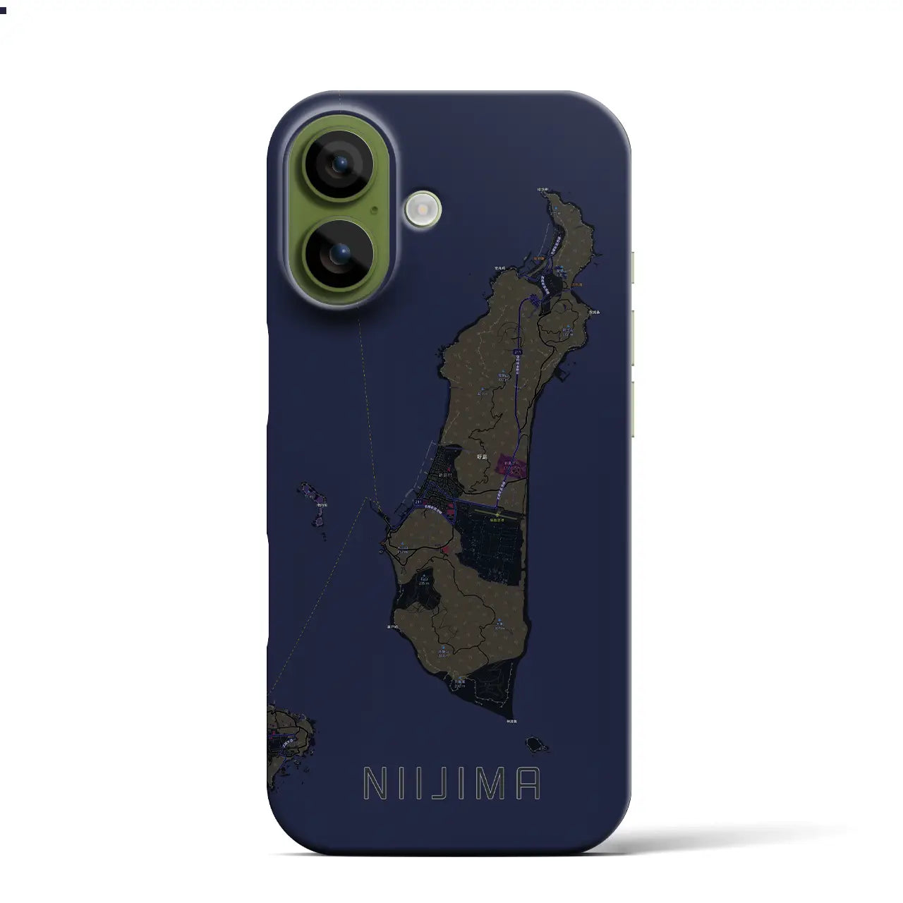 【新島（東京都）】地図柄iPhoneケース（バックカバータイプ）