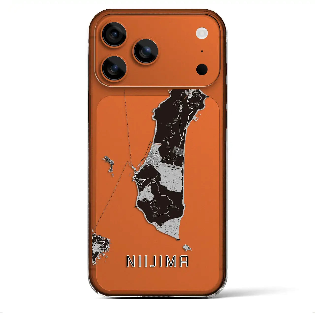 【新島（東京都）】地図柄iPhoneケース（クリアタイプ）モノトーン・iPhone 17 Pro Max 用