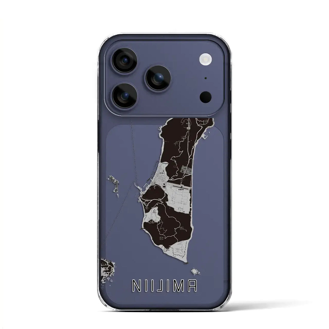 【新島（東京都）】地図柄iPhoneケース（クリアタイプ）モノトーン・iPhone 17 Pro Max 用
