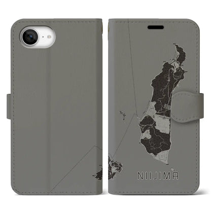 【新島（東京都）】地図柄iPhoneケース（手帳タイプ）