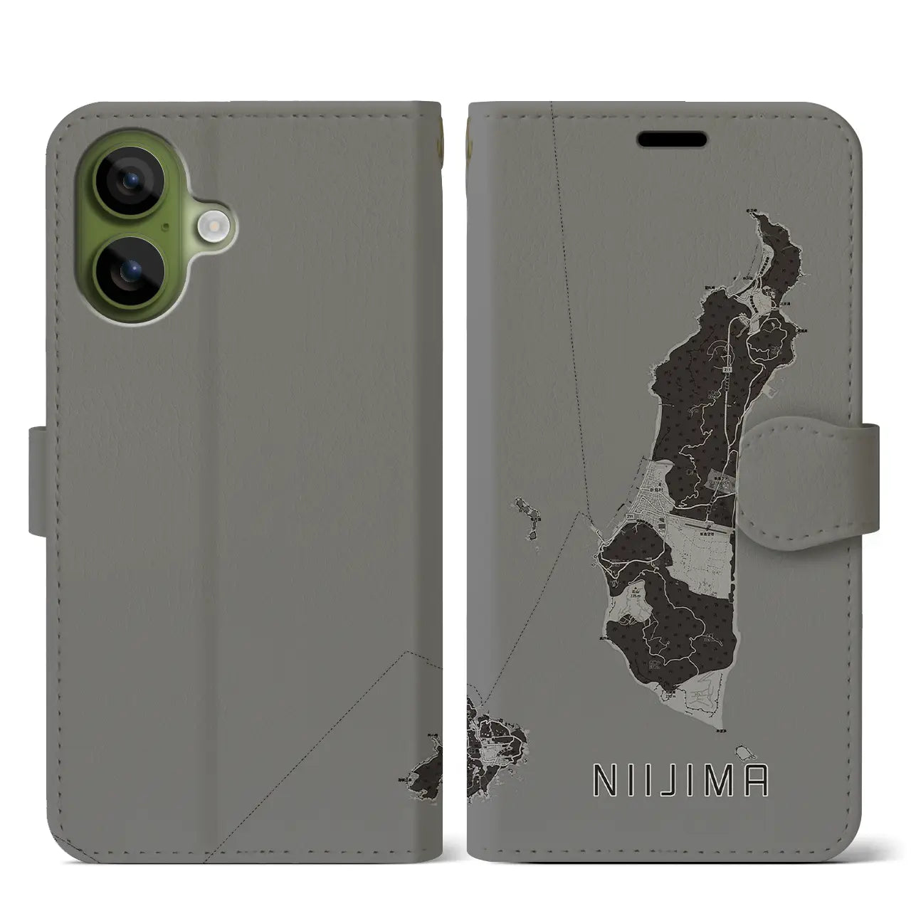 【新島（東京都）】地図柄iPhoneケース（手帳タイプ）