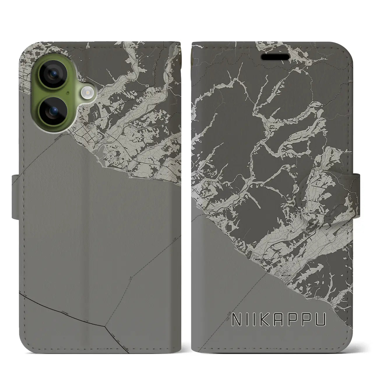 【新冠（北海道）】地図柄iPhoneケース（手帳タイプ）