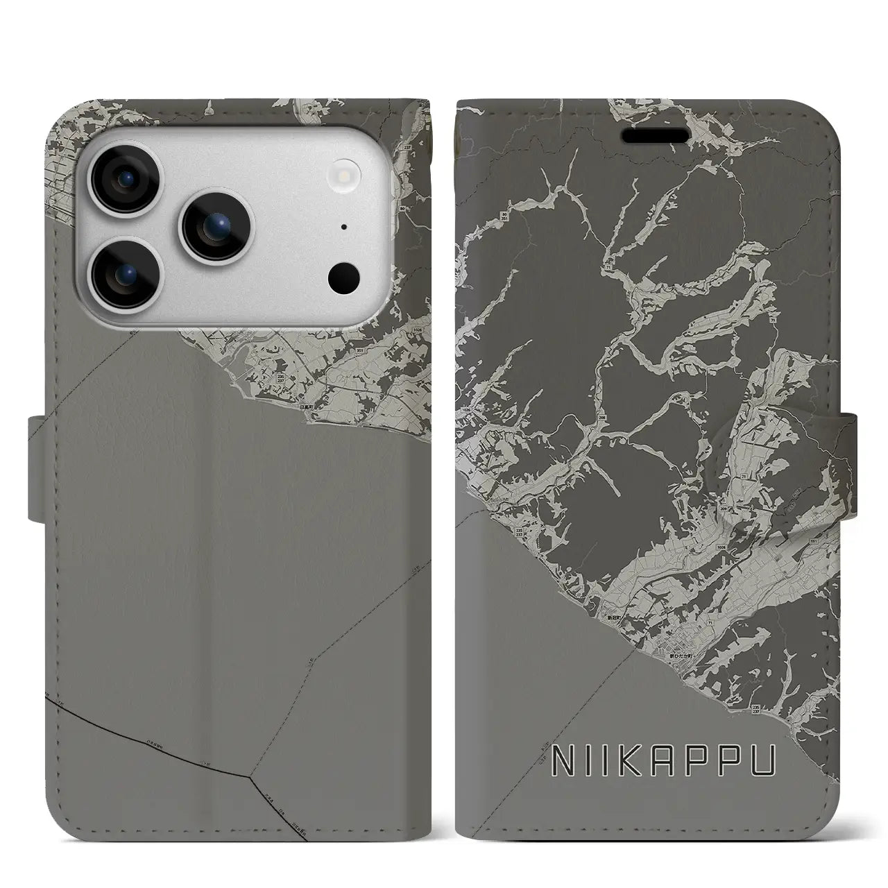 【新冠（北海道）】地図柄iPhoneケース（手帳タイプ）