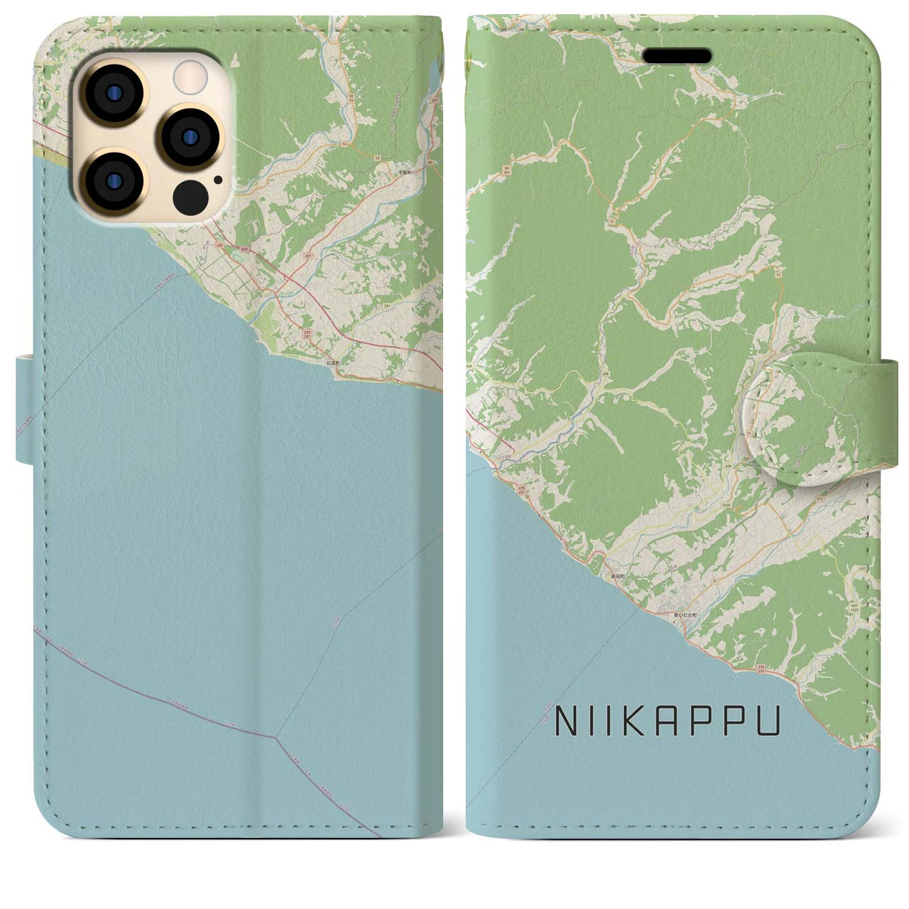 【新冠（北海道）】地図柄iPhoneケース（手帳タイプ）