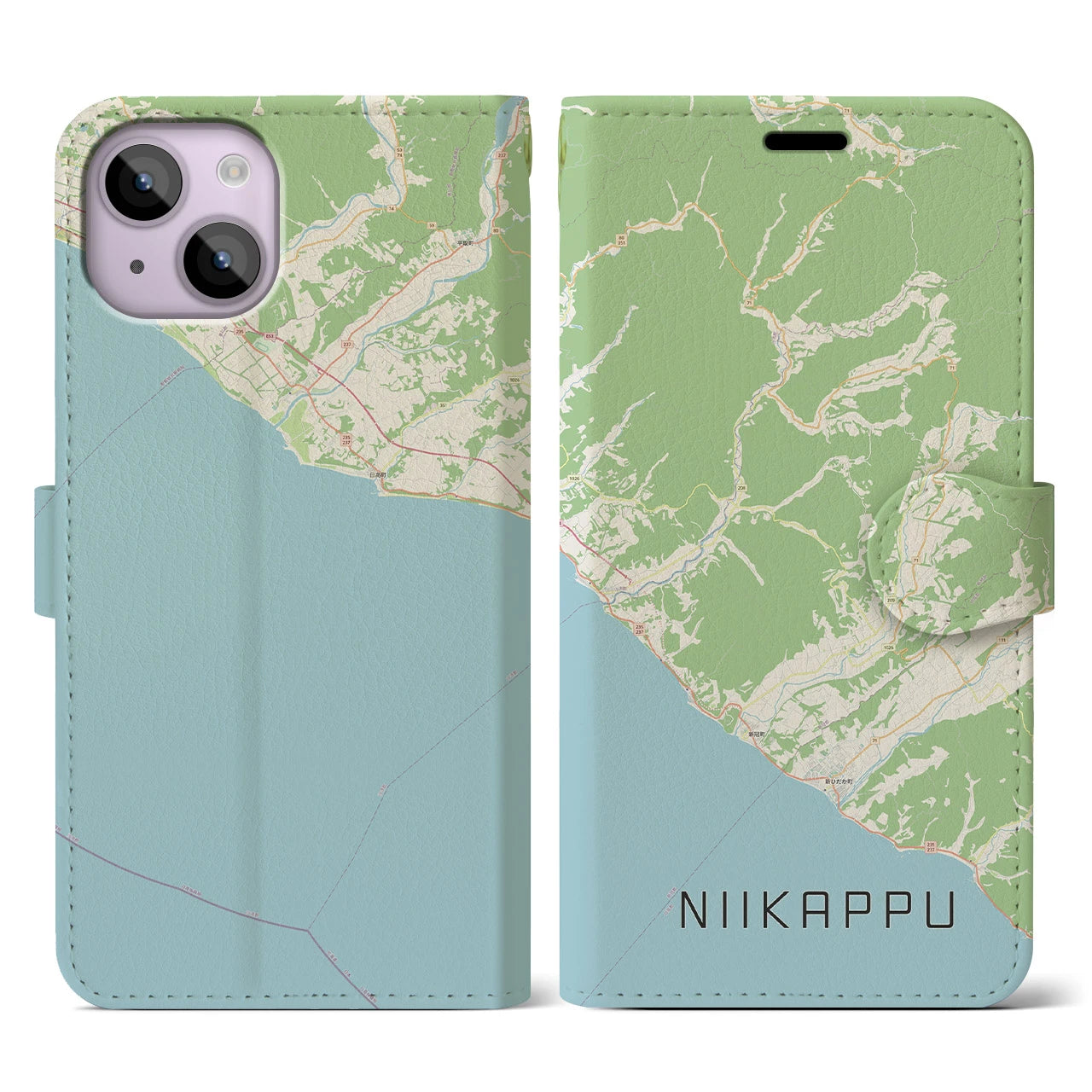 【新冠（北海道）】地図柄iPhoneケース（手帳タイプ）