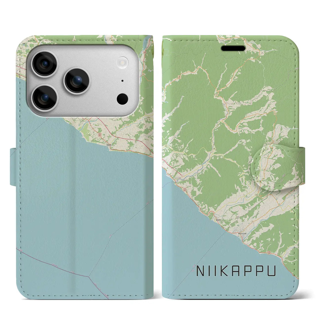 【新冠(北海道)】地図柄iPhoneケース(手帳タイプ)モノトーン・iPhone 17 Pro Max 用
