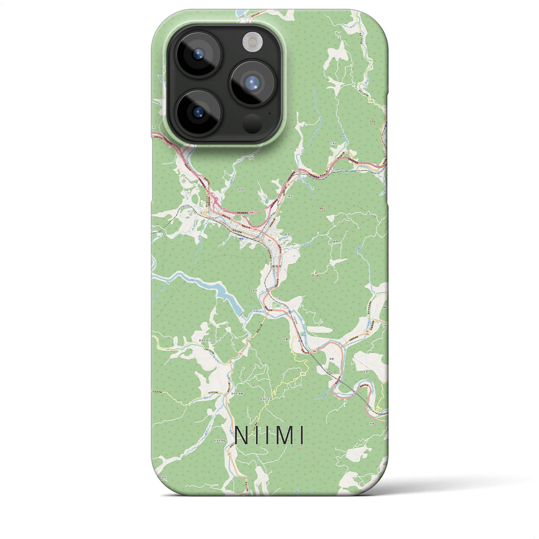 【新見】地図柄iPhoneケース（バックカバータイプ・ナチュラル）iPhone 15 Pro Max 用