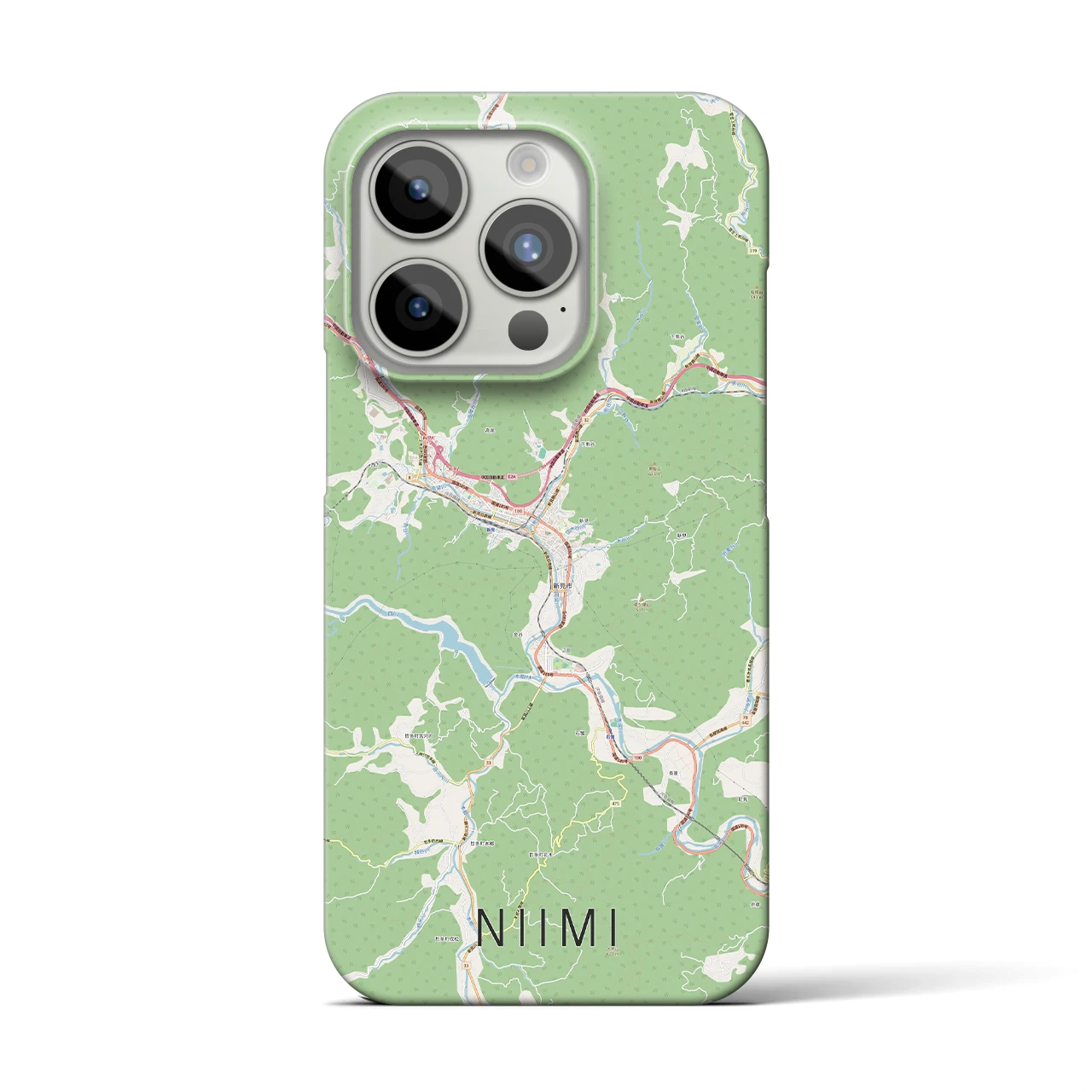 【新見】地図柄iPhoneケース（バックカバータイプ・ナチュラル）iPhone 15 Pro 用