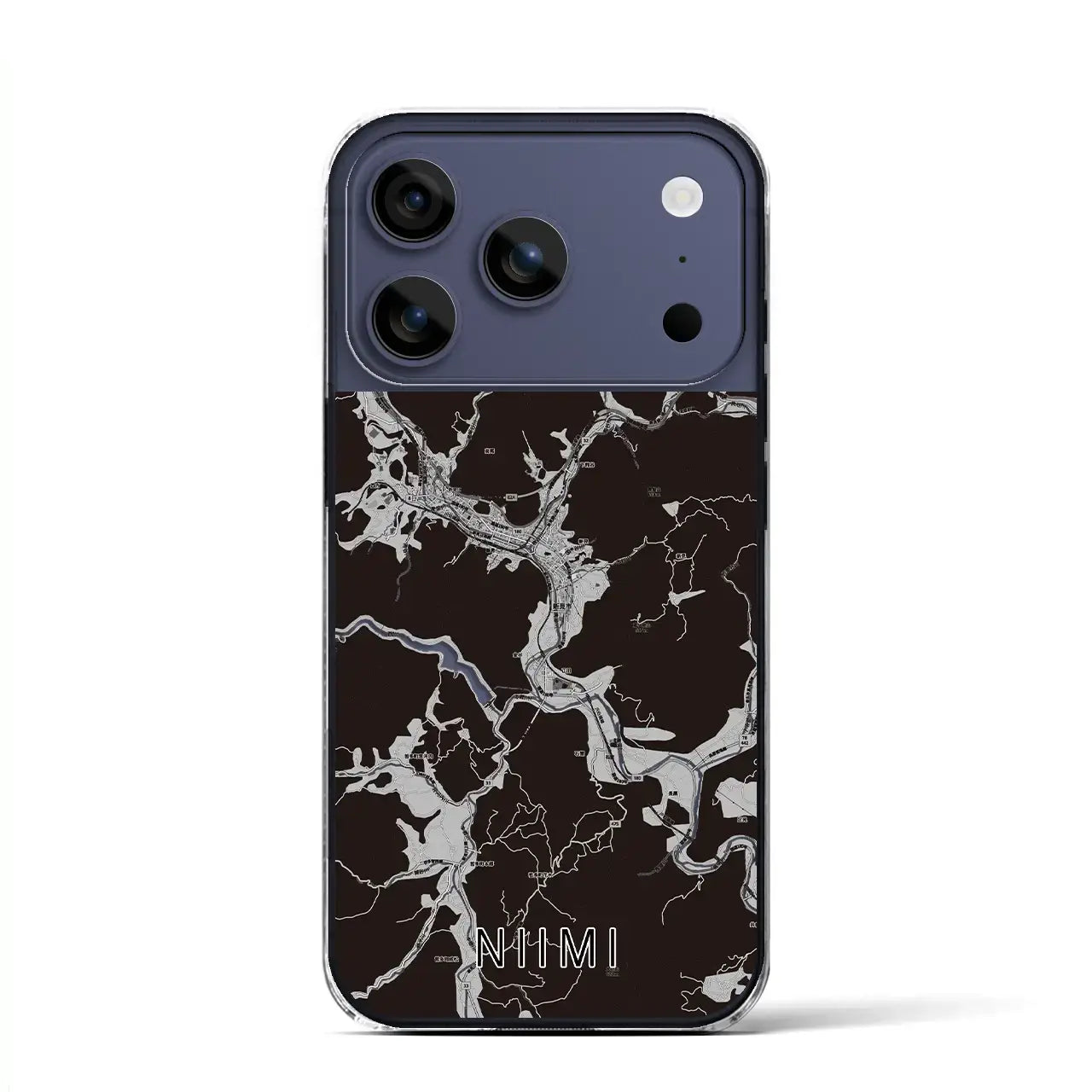 【新見（岡山県）】地図柄iPhoneケース（クリアタイプ）モノトーン・iPhone 17 Pro Max 用