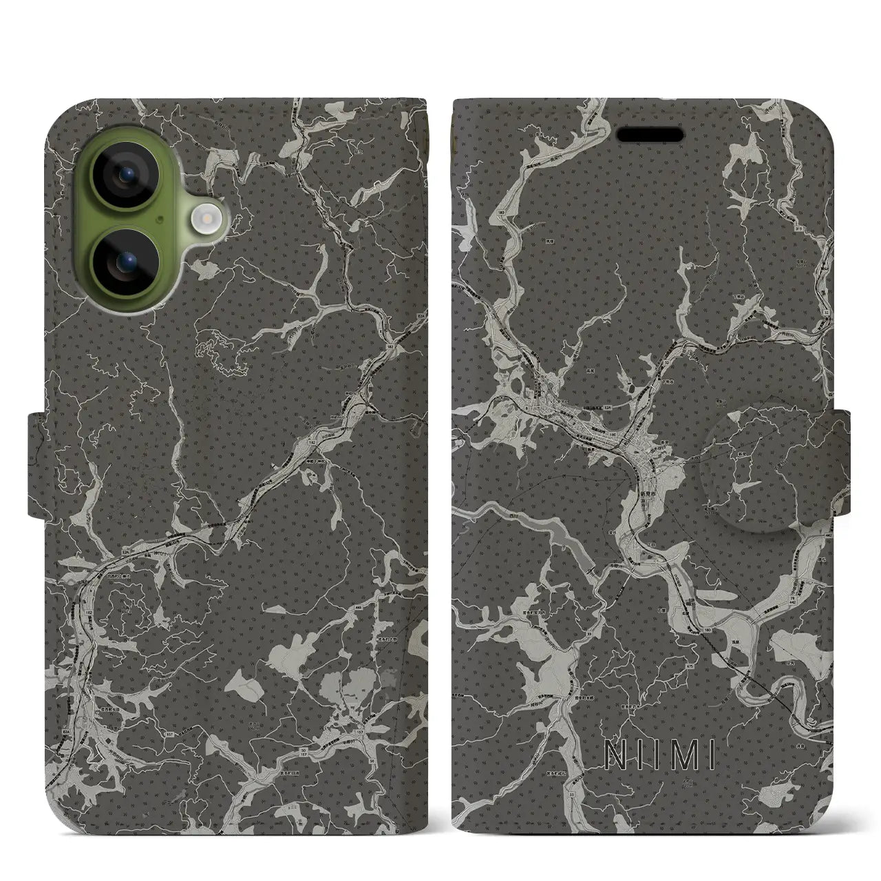 【新見（岡山県）】地図柄iPhoneケース（手帳タイプ）