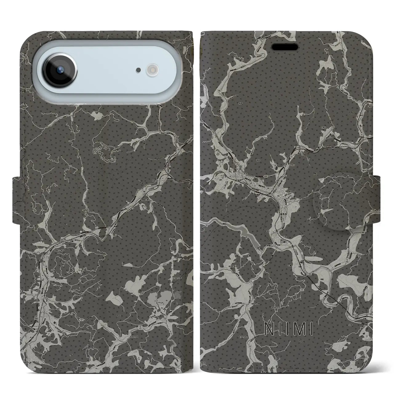 【新見（岡山県）】地図柄iPhoneケース（手帳タイプ）