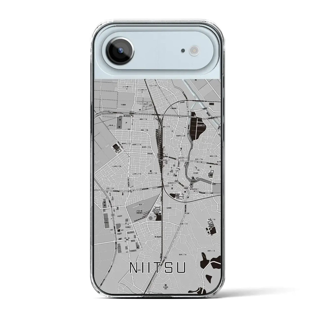 【新津（新潟県）】地図柄iPhoneケース（クリアタイプ）モノトーン・iPhone 17 Pro Max 用