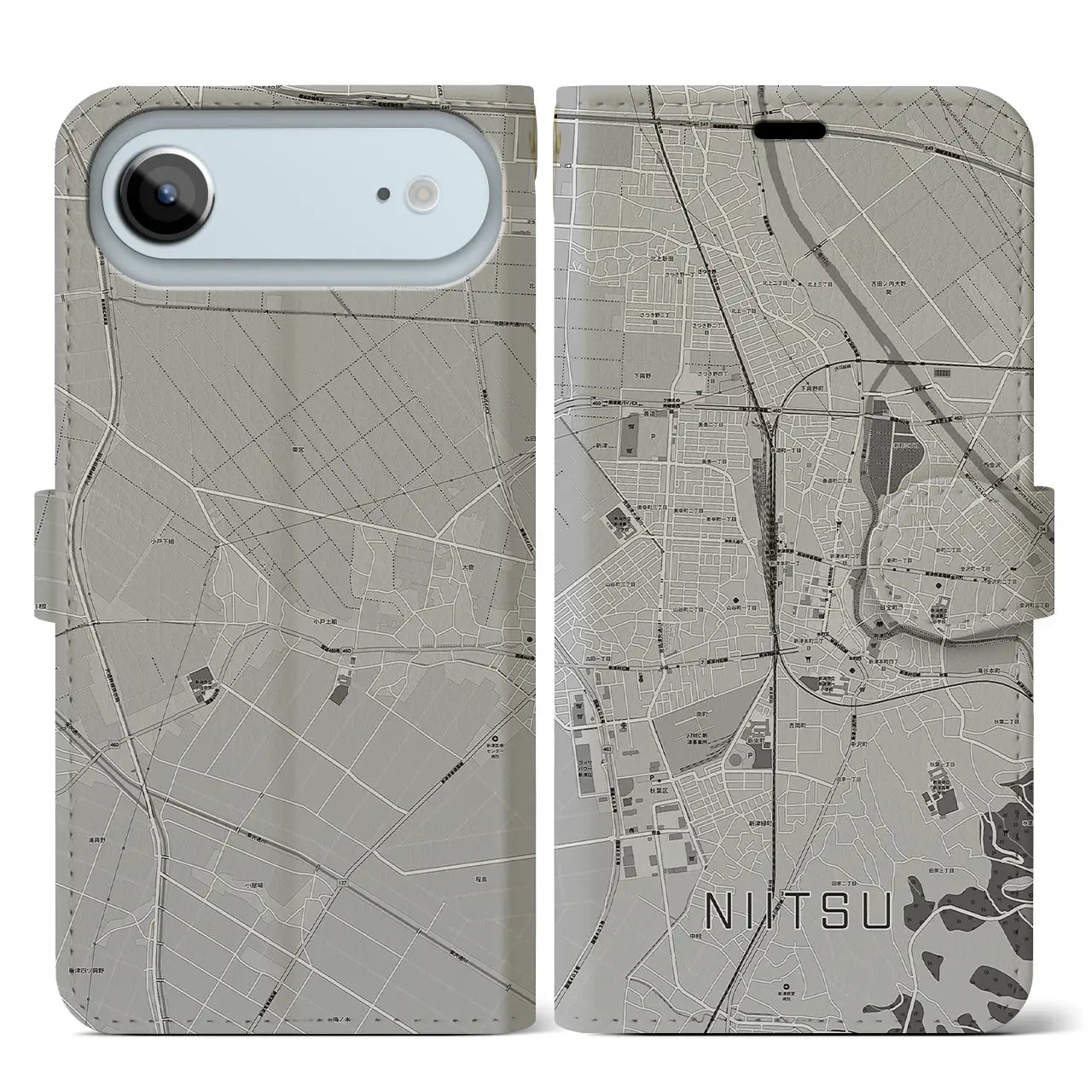 【新津（新潟県）】地図柄iPhoneケース（手帳タイプ）