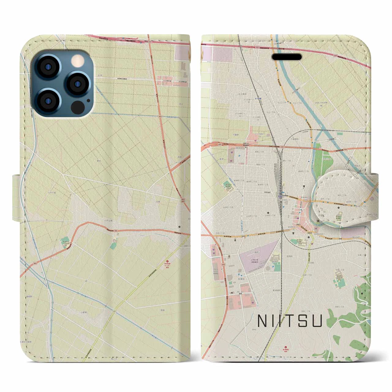 【新津（新潟県）】地図柄iPhoneケース（手帳タイプ）