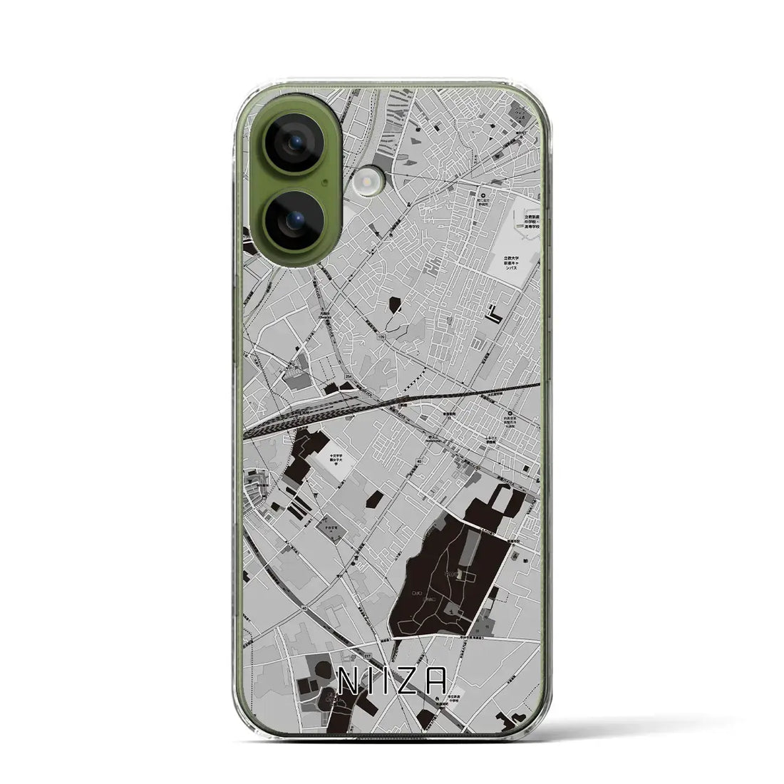 【新座(埼玉県)】地図柄iPhoneケース(クリアタイプ)モノトーン・iPhone 17 Pro Max 用