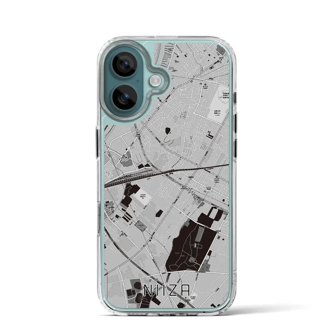 【新座（埼玉県）】地図柄iPhoneケース（MagSafeタイプ）モノトーン・iPhone 16 Pro 用