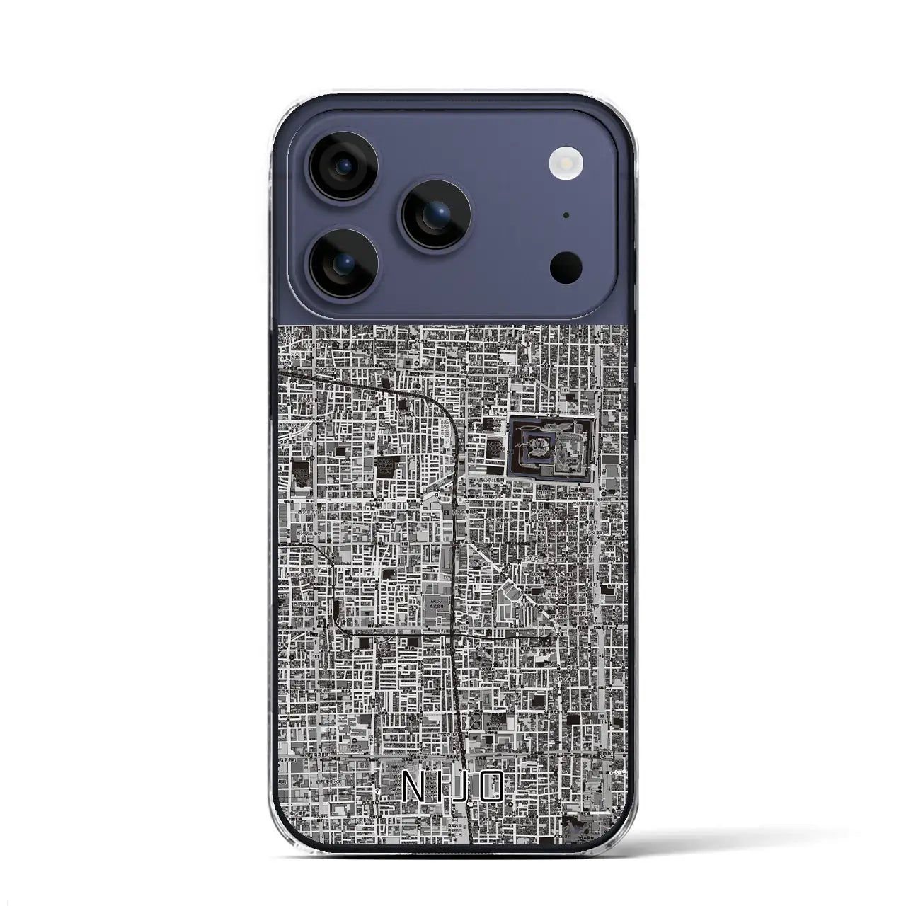 【二条（京都府）】地図柄iPhoneケース（クリアタイプ）